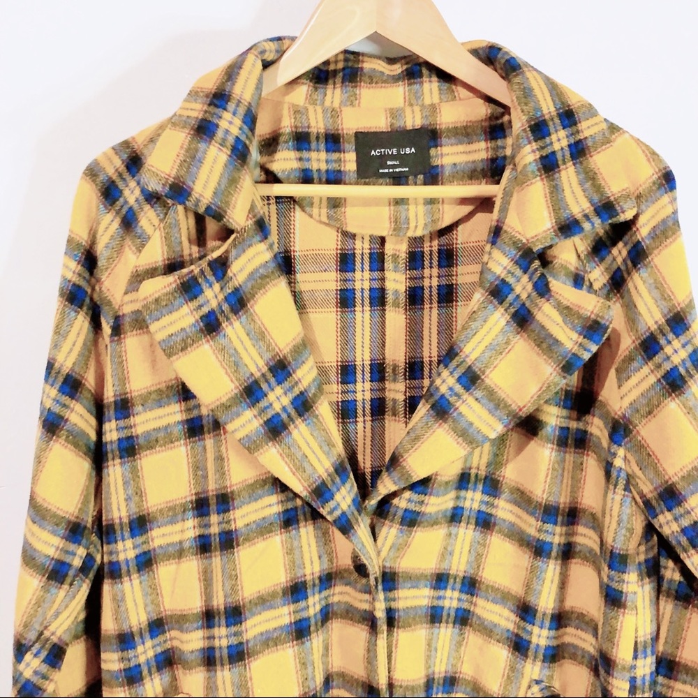 Yellow plaid shacket.
